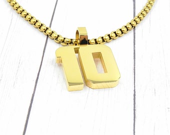 Gold Number 10 Pendant - Etsy