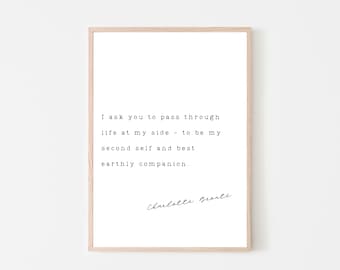 CHARLOTTE BRONTE Book Quote Poster | Jane Eyre Romantic Print | Best Earthly Companion Printable | Literary Art Print | Home Décor