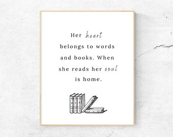READING Quote Printable | Book Lover Poster | Reading Wall Art | Home Library Print | Digital Home Decor