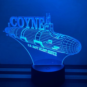 Custom Submarine Light, Proud Navy Mom Gift, 16 Color LED Lamp with Remote, Edge Lit Engraved Sign, Brag Wall Must Have