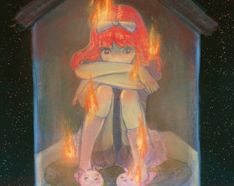 House Print - 11.7 x 8.3 inch - Wall Art - Home Decor - Bedroom Decor - Vintage Print - Macabre Print - Dark Art - Gothic Art - Anime Art