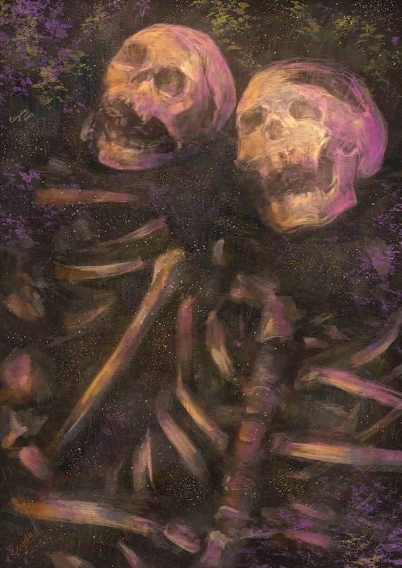 Memento Mori Print - 11.7 x 8.3 inch - Wall Art - Home Decor - Bedroom Decor - Vintage Print - Macabre Print - Dark Art - Skeleton Print