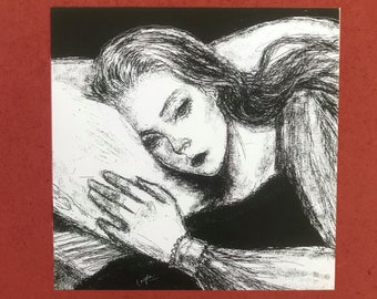 Witch Print - 4.1 x 4.1 inch - Wall Art - Home Decor - Bedroom Decor - Gothic Print - Macabre - Creepy - Dark Art