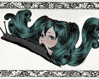 Uzumaki Print - 8.3 x 5.8 inch - Wall Art - Home Decor - Bedroom Decor - Vintage Macabre Print - Hatsune Miku - Junji Ito - Horror