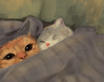 Cat Print - 8 x 8 inch - Wall Art - Home Decor - Bedroom Decor - Animal Print - Valentines Day Gift - Cat Lover - Cute Print