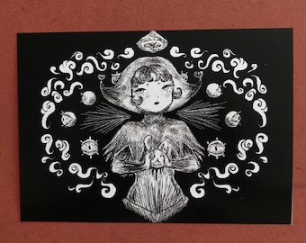 Circus Print - 4.1 x 5.8 inch - Wall Art - Home Decor - Bedroom Decor - Pierrot Print - Jester - Surreal Art - Dark Art