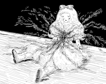 Haunted Doll Print - 4.1 x 5.8 inch - Wall Art - Home Decor - Bedroom Decor - Vintage Print - Macabre Print - Dark Art - Gothic Art