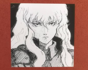 Berserk Griffith Print - 4.1 x 4.1 inch - Wall Art - Home Decor - Bedroom Decor - Gothic Print - Macabre - Creepy - Anime Print - Manga