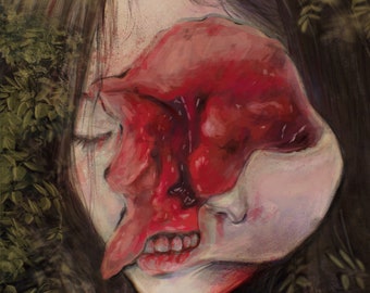 Gore Portrait Print - 11.7 x 8.3 inch - Wall Art - Home Decor - Bedroom Decor - Vintage Print - Macabre Print - Dark Art - Gothic Art