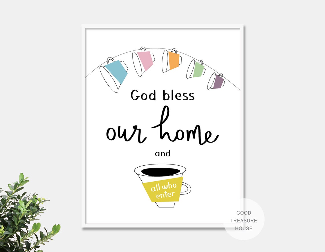 Christian Kitchen Wall Art God Bless Our Home Poster Kitchen Etsy