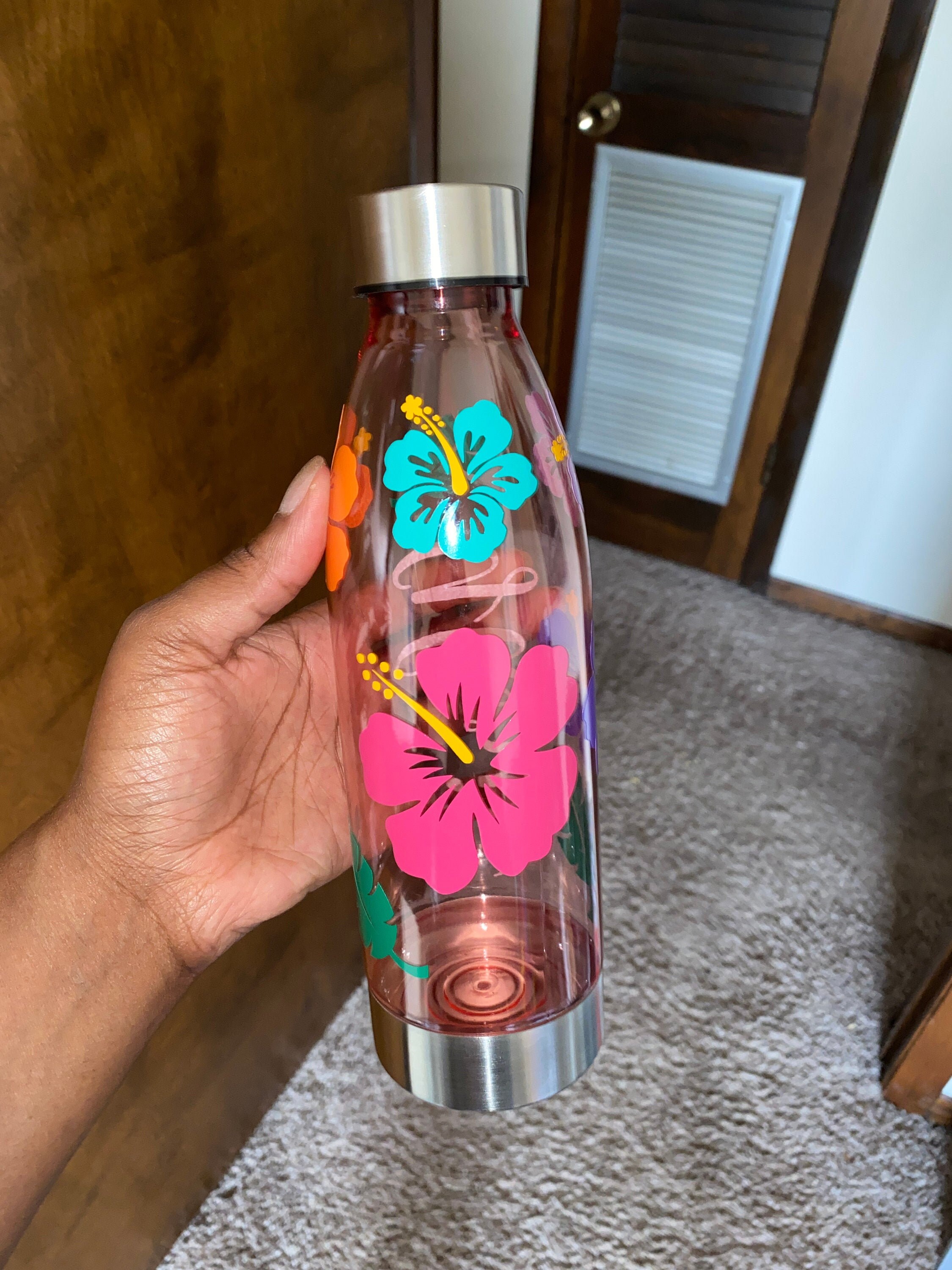 Flower Water Bottle Etsy
