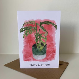 Monstera / Cheese Plant Greeting Card | Birthday Card | Happy Birthday | House Plant | Botanical Watercolour Illustration Print