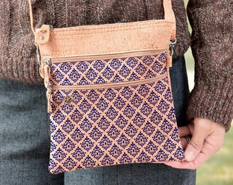 Tiled Cork Crossbody Bag for Women – Vegan Eco Friendly Shoulder Bag, Handmade in Portugal