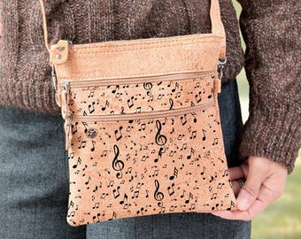 Patterned Cork Crossbody Bag for Women – Vegan Eco Friendly Shoulder Bag, Handmade in Portugal