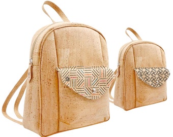 Portuguese Cork Patterned  Backpack, Genuine Cork Backpack, Vegan Backpack