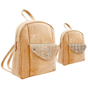 Mochila estampada de corcho portugués, mochila de corcho genuino, mochila vegana