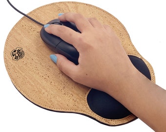 Ergonomic Cork Mouse Pad, Cork Mat, Personalized Mouse Pad, Personalized Gift, Eco Mouse Pad, Vegan Mouse Pad