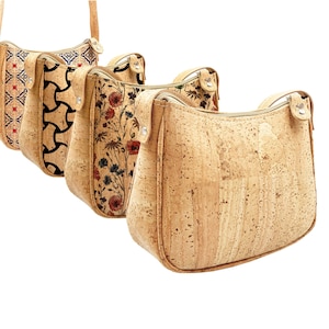 Kleine Korktasche, Tasche mit geometrischen Korkdrucken