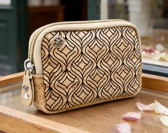 Patterned Mini Cork Makeup Bag, Portuguese Cosmetic Pouch, Coin Purse and Travel Organizer