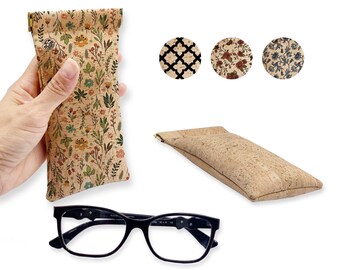 Vegan Cork Glasses Case: Flexible Closure, Lightweight Design