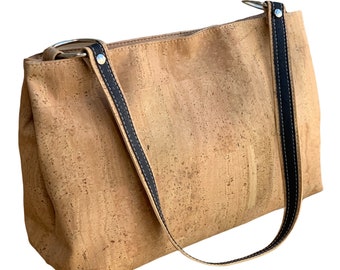 Large Cork Shoulder Bag, Eco-Friendly Vegan Leather