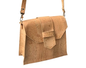 Elegant cork bag, cross body, unique design, detachable, adjustable strap