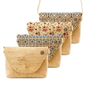 Bolsa de corcho pequeña, bolsa de corcho estampado de cuerpo cruzado