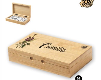 Personalized domino game, domino game with wooden box, personalized gifts