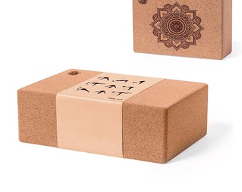 Kork Yoga Block mit Übungsillustrationen, Nachhaltiges Pilates Accessoire