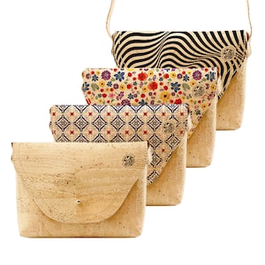Kleine naturbelassene Korktasche, vegane Korktasche, gemusterte Umhängetasche