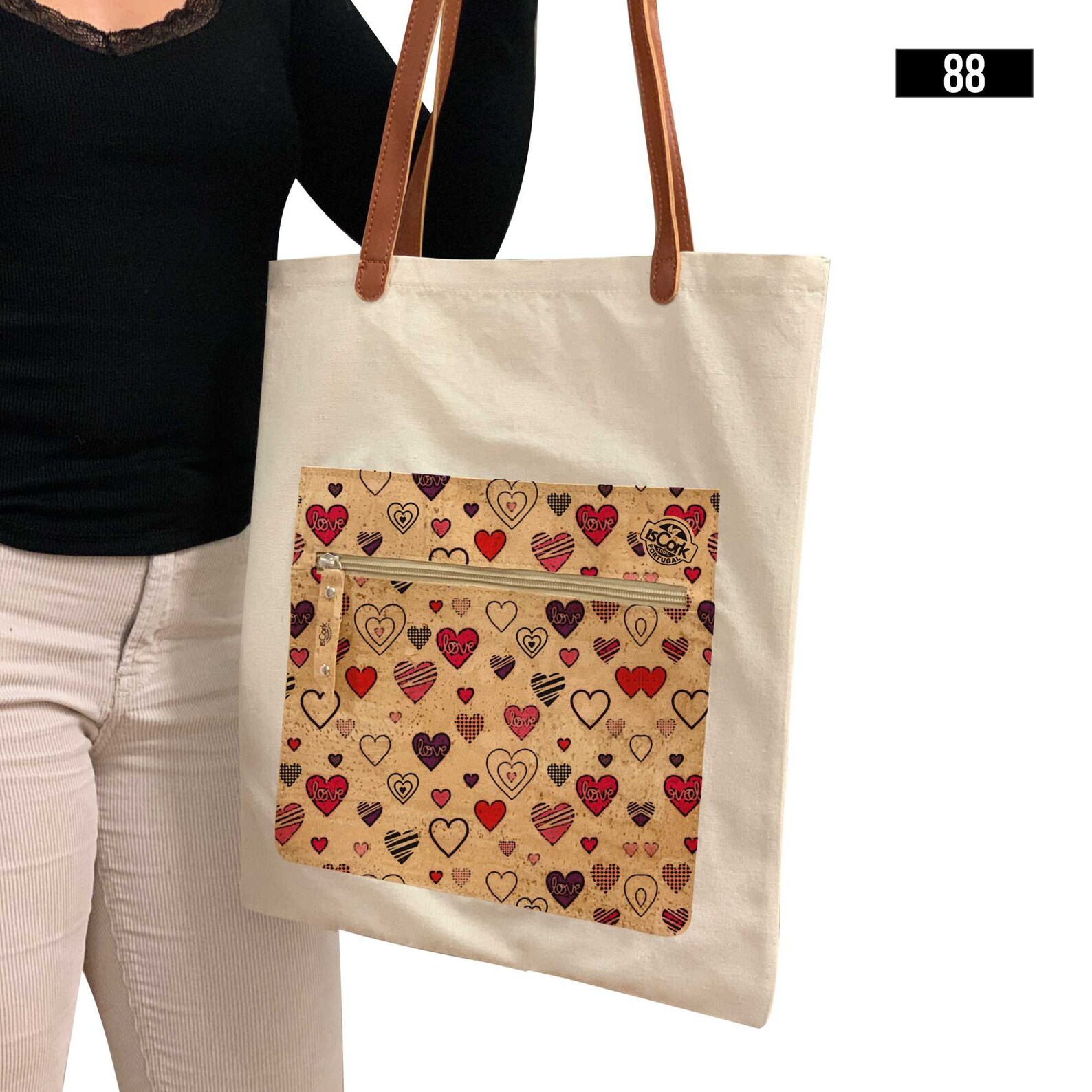 Tote bag print of hearts hearts casual bag cotton and cork Etsy