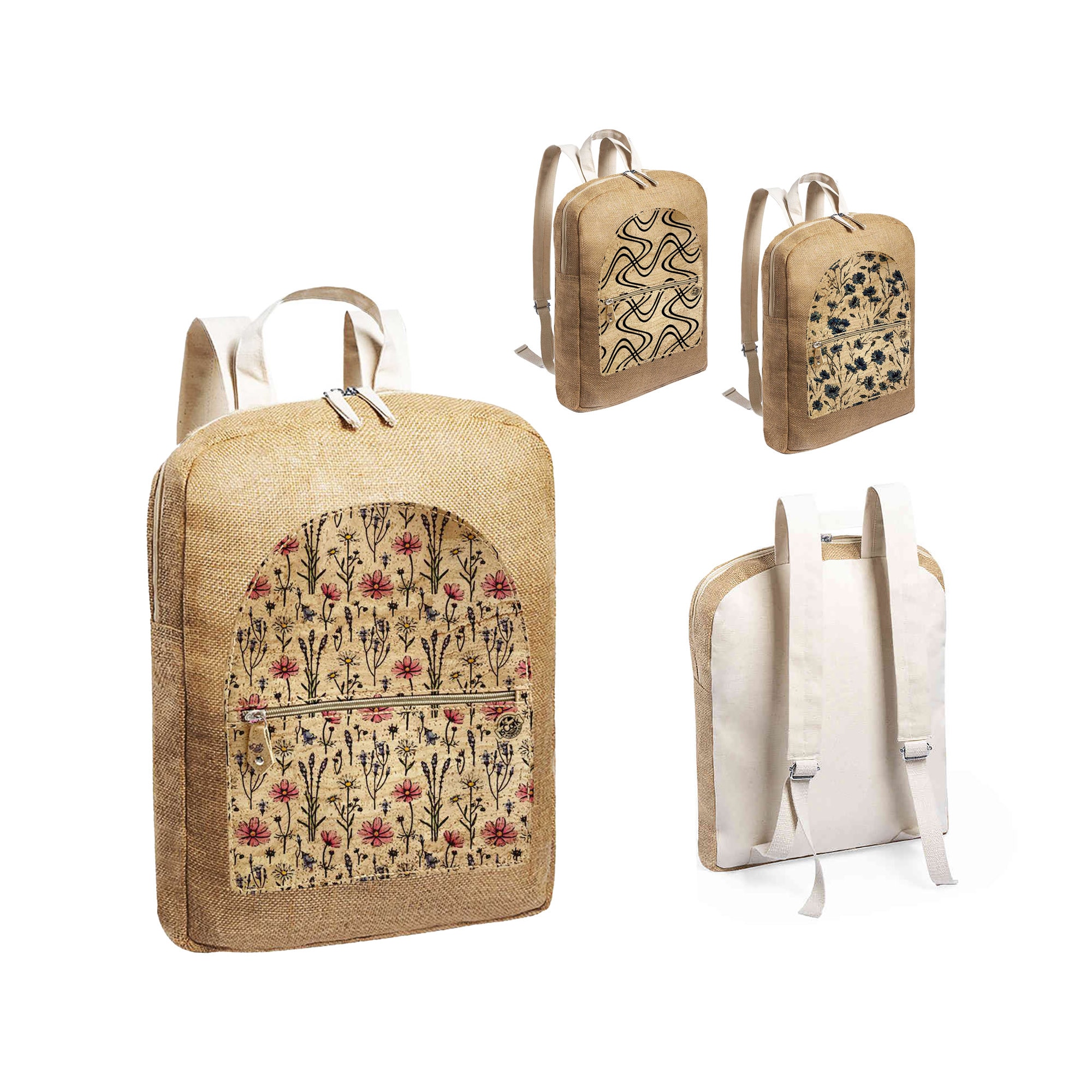 Patterned Backpack Jute Backpack Ecological Backpack Jute Etsy