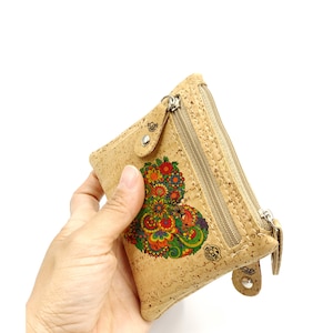 Blue Flowers Cork Purse / Sac à main minimaliste / Sac à main en cuir liège fait à la main
