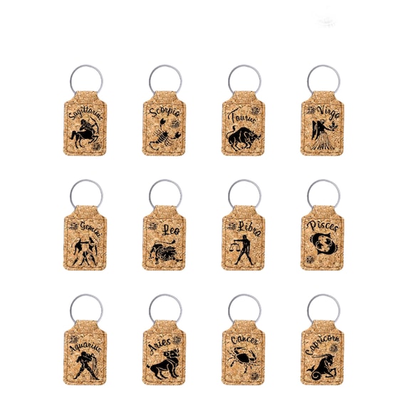Keychain - Rectangle - Cork - Leather Keychain - Rectangle - Cork - Leather