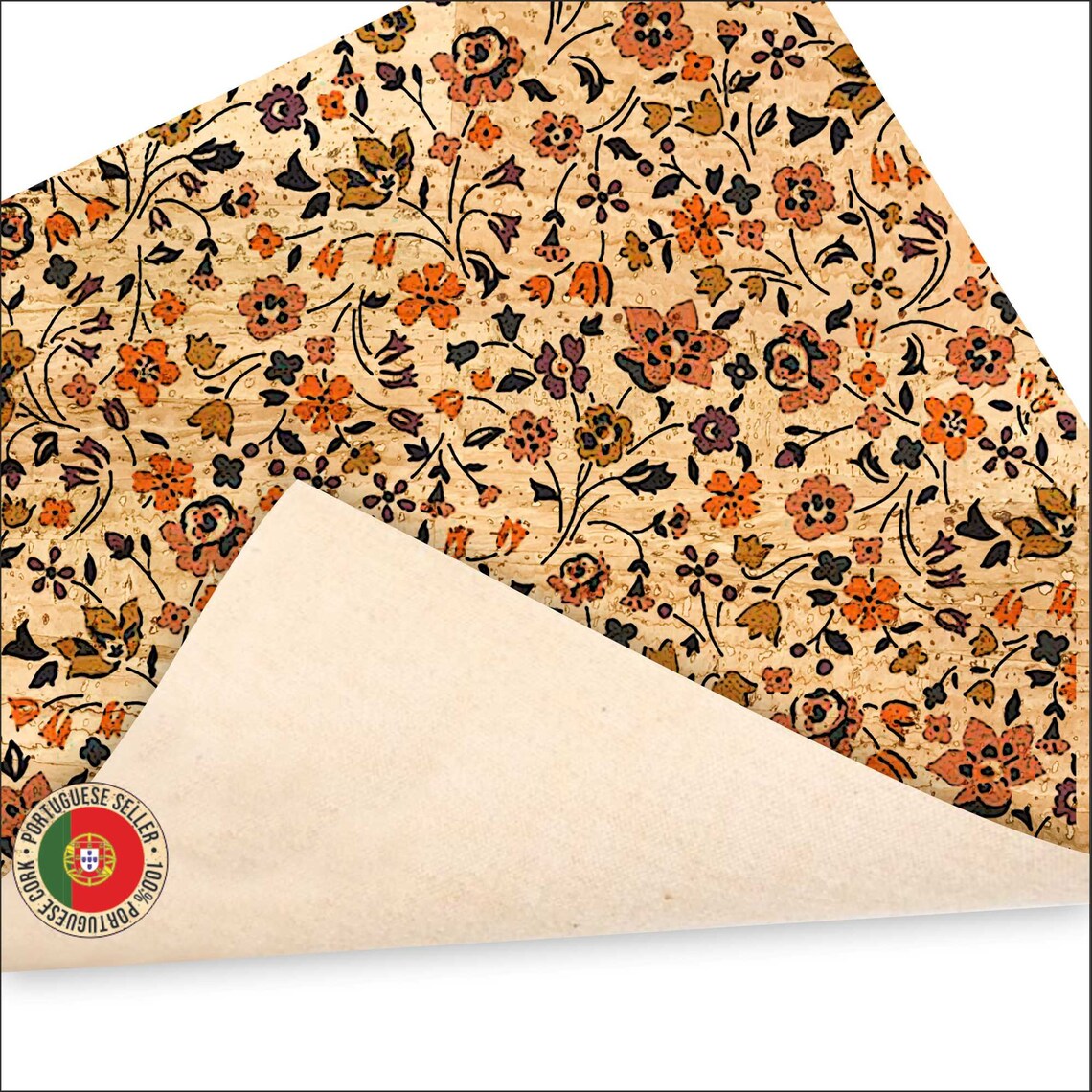 Flower Cork Fabric Small Flowers Patterned Cork Fabric Etsy UK