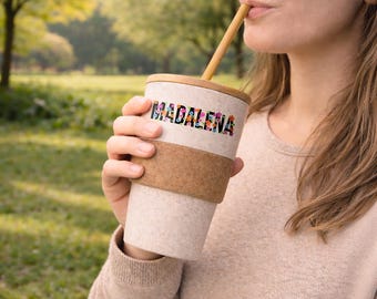 Personalized Bamboo Tumbler Cork Cup 450ml Eco Friendly Reusable Cup