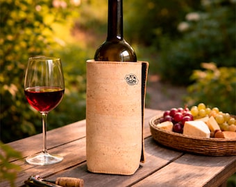 Natural Cork Wine Bottle Cooler, Eco-Friendly, Waterproof, Adjustable Velcro Closure