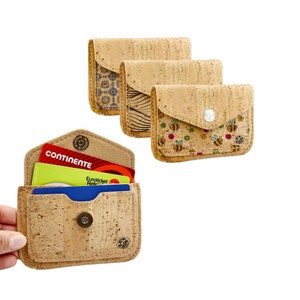 Vegan kaarthouder, creditcard portemonnee, identiteitskaart, echte kurk kaarthouder