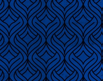 Blue Geometric Cork Fabric, Portuguese Cork Leather (50cm x 32cm)