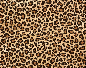 Leopard Print Organic Cork Fabric, Animal Footprint