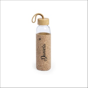 Personalised Glass Water Bottle With Bamboo Lid Bamboo Water Bottle  Personalised Water Bottle Birthday Gift Mother's Day Gift -  Israel