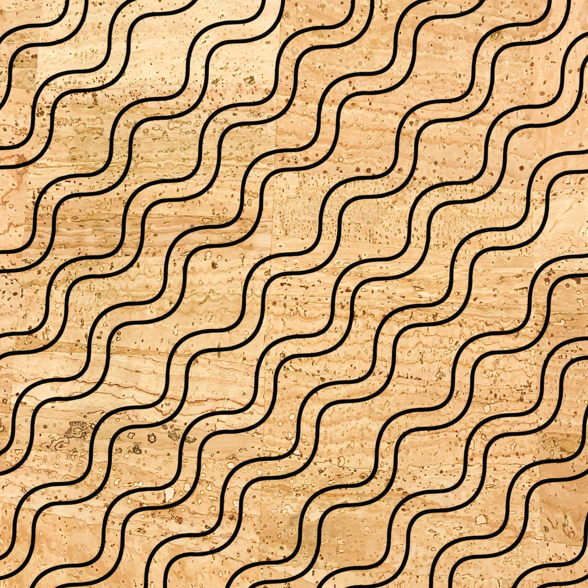 Cork fabric , zic zac style, zic zac waves, Cork leather for crafts and sewing, for bags