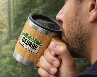 Personalized Bamboo Travel Mug Stainless Steel Coffee Cup Eco Reusable Mug