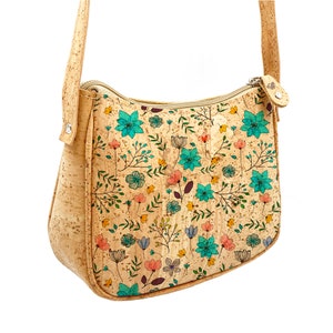 Korkbeutel mit Blumenprints, kleiner Korkbeutel, umweltfreundlich