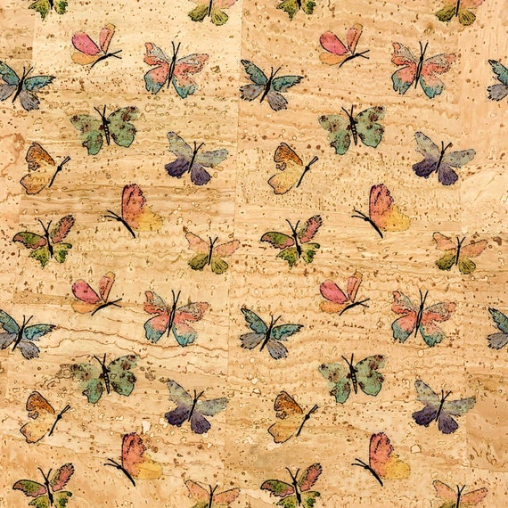 Butterfly Cork Fabric Butterflies Cork Leather Fabric Etsy