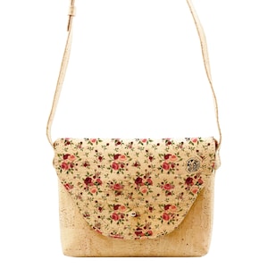 Petit sac en liège avec imprimé floral, sac en cuir liège, sac vegan