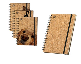 Hunde Notizbuch, personalisiertes Notizbuch, Kork Notizbuch, veganes Notizbuch
