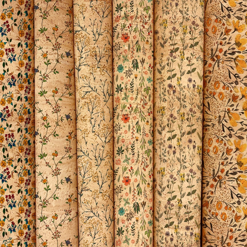 Floral Patterned Cork Fabric, Eco-friendly Material (50cm X 32cm) - Etsy