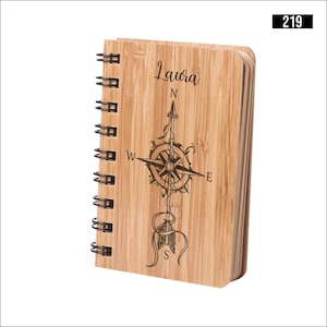 Blocco note personalizzato con copertina in bambù ecologico / 80 fogli di carta foderata rilegati a spirale / Quaderno in legno / Quaderno in bambù / Diario in legno