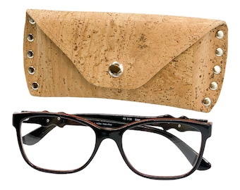 Cork Glasses Case, Silver Accents, Vegan Eyeglass Holder